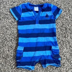 Baby clothes 6-12M Gymboree baby onesie blue stripes sailboat button down